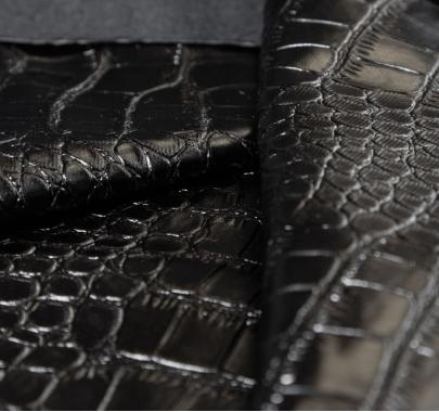 Экокожа крокодил текстурированная черная 192-1-55-2