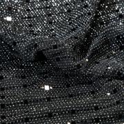 Эластичное черное полотно с люрексом и черными пайетками 192-1-21-3