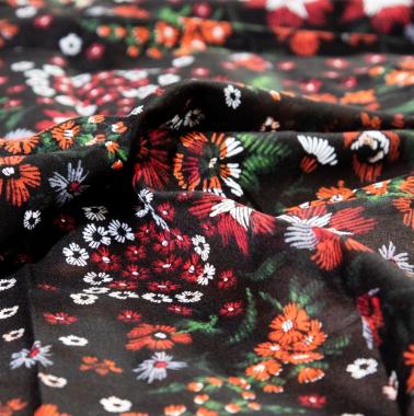 Батист с цветочным принтом черный 191-3-136-2