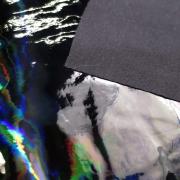 Экокожа лаковая би-эластичная черная (голограмма) 201-1-57-1