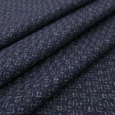 Костюмная полушерстяная синяя букле 1119524