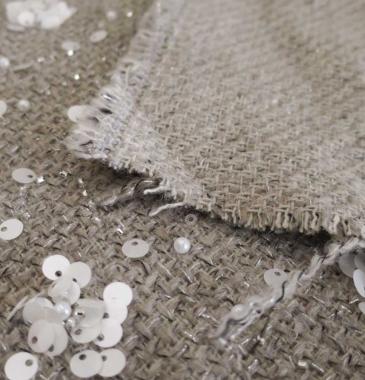 Твид в стиле Шанель бежевый с пайетками S15553.120.3