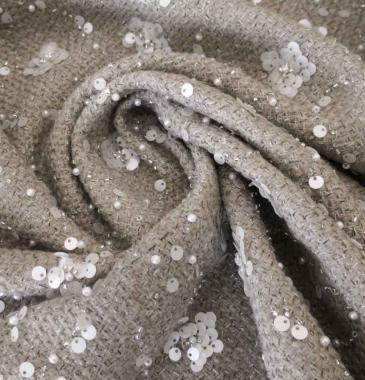 Твид в стиле Шанель бежевый с пайетками S15553.120.3