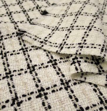 Твид в стиле Шанель бело-черная клетка SJ03YC.063.W