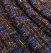 Твид в стиле Шанель синий (разноцветная клетка) S075.120.1