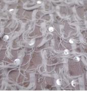 Шифон голубой с пайетками и перышками WL001.043.7