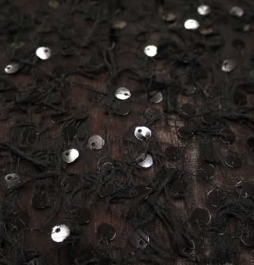 Шифон голубой с пайетками и перышками WL001.043.1