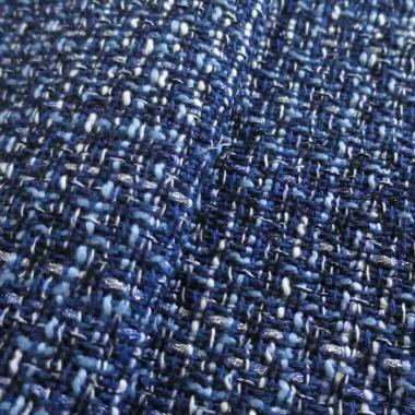 Твид в стиле Шанель синий с серебром s182blue.725